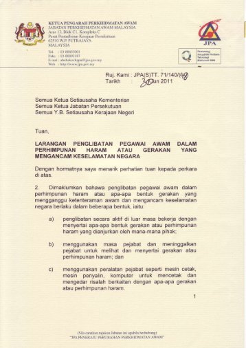 Surat Edaran Larangan Penglibatan Pegawai Awam Dalam ...