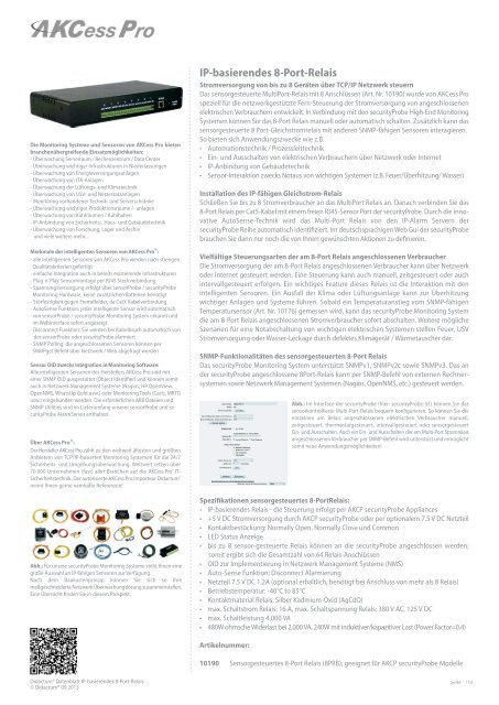 IP-basiertes Relais mit 8 Ports von AKCP / AKCess Pro im autorisierten Vertrieb von Didactum