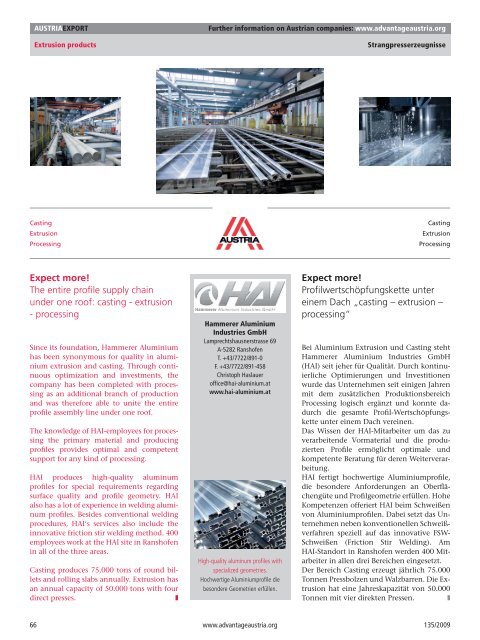 Metalle & Metallverarbeitung, Austria Export Nr 135