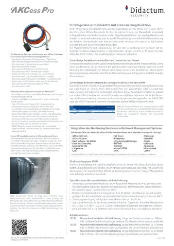Leckage- und Feuchte- Sensor von AKCP im autorisierten Direktvertrieb von Didactum