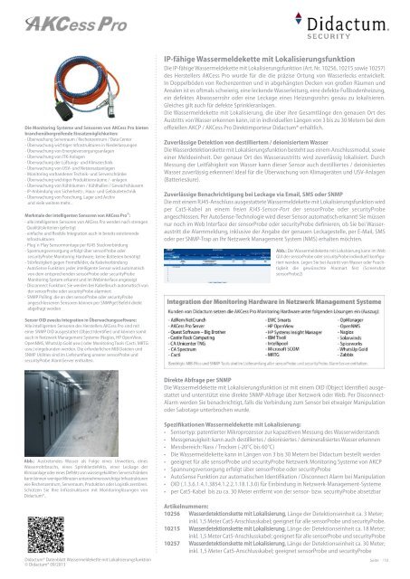 Leckage- und Feuchte- Sensor von AKCP im autorisierten Direktvertrieb von Didactum