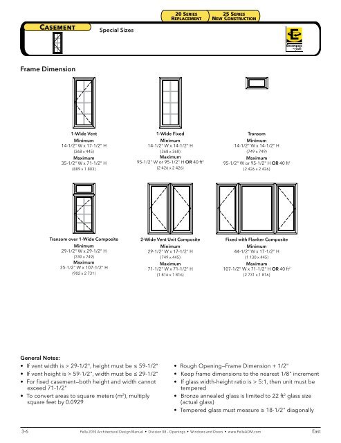 Pella Window Rough Opening Chart