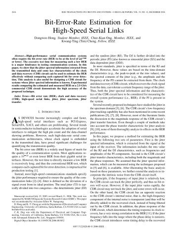 Bit-Error-Rate Estimation for High-Speed Serial Links - IEEE Xplore