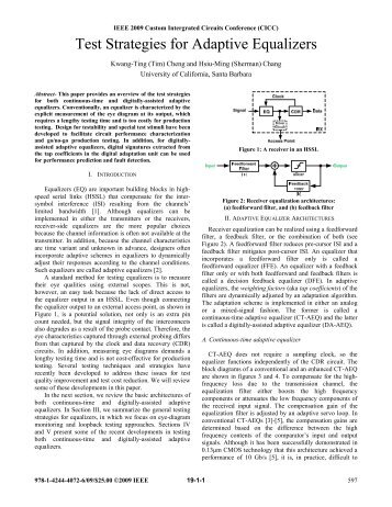 Test Strategies for Adaptive Equalizers - IEEE Xplore