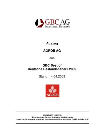 Immobilienbestandshalter Best of - AGROB Immobilien AG