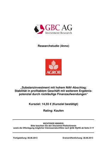 Researchstudie (Anno) âSubstanzinvestment mit ... - EQS Group AG