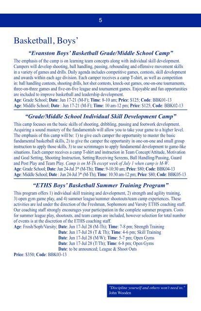 Sports Camps - Evanston Township High School | District 202