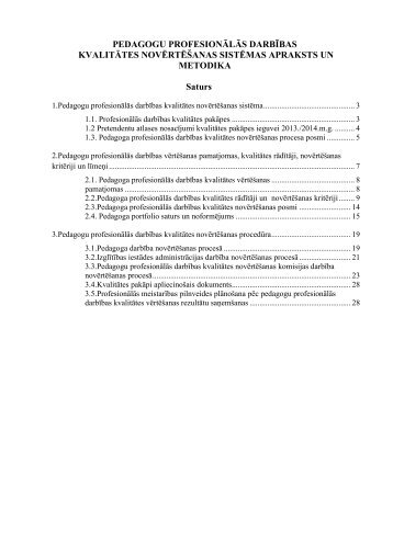 Pedagogu profesionÄlÄs darbÄ«bas kvalitÄtes novÄrtÄÅ¡anas sistÄma