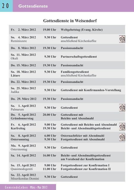 Gemeindebrief MÃ¤rz 2012 - Evangelische Kirchengemeinde ...