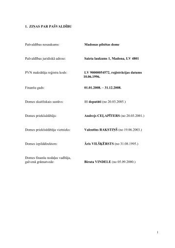 Publiskais pÄrskats par 2008. gadu - Madona.lv