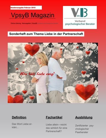 VpsyB Magazin Sonderausgabe Thema Liebe in der Partnerschaft