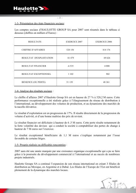 COMPTE DE RESULTAT (en liste) - Pinguely Haulotte