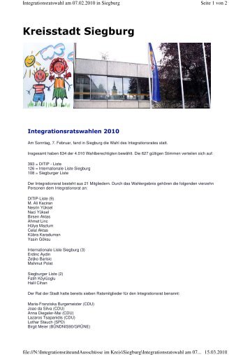 Integrationsrat der Stadt Siegburg - Integrationsportal rhein-sieg-kreis