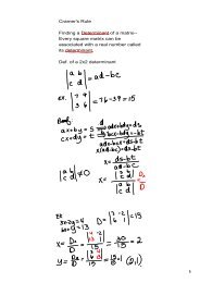 1 Cramer's Rule Finding a Determinant of a matrix Every square ...