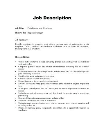 Job Description - Linder Industrial Machinery