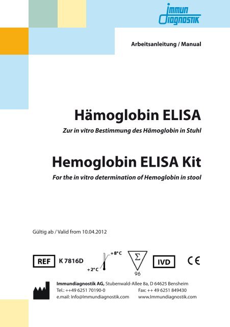 Hemoglobin ELISA Kit - bei Immundiagnostik