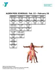 ALDEN POOL SCHEDULE: Nov 1 - YMCA of Central Massachusetts