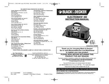 electromateÂ® 400 instruction manual - Black & Decker ServiceNet