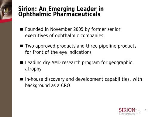 Sirion - Ophthalmology Innovation Summit