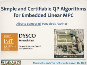 Simple and Certifiable QP algorithms for Embedded Linear MPC