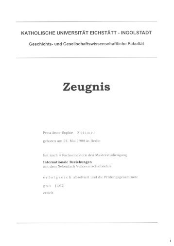 Master Zeugnis 