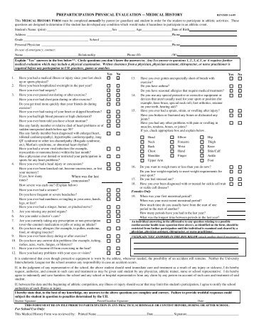 the medical history and physical exam form the citadel