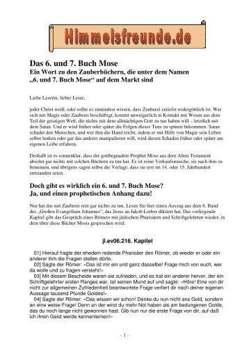 Das 6. und 7. Buch Mose - Himmelsfreunde.de