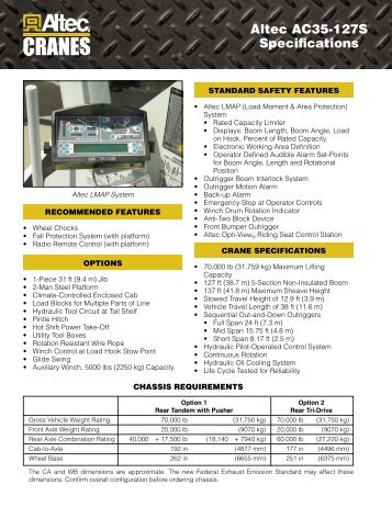 Altec AC35-127S Specifications - CraneWorks