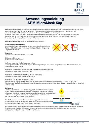 Anwendungsanleitung APM MicroMask 50Âµ