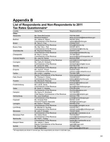 Appendix B. List of Respondents and Non-Respondents to 2011 Tax ...