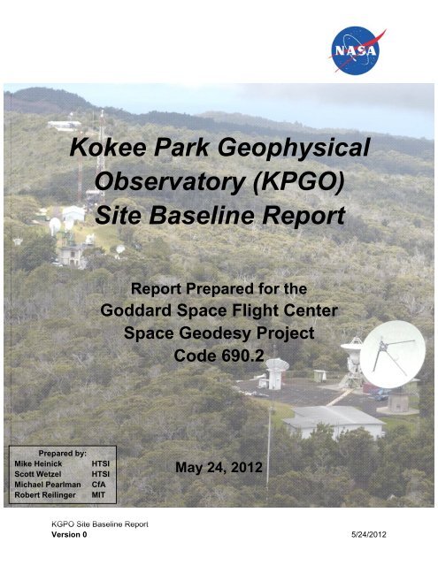Kokee Park Geophysical Observatory - Space Geodesy Project - Nasa
