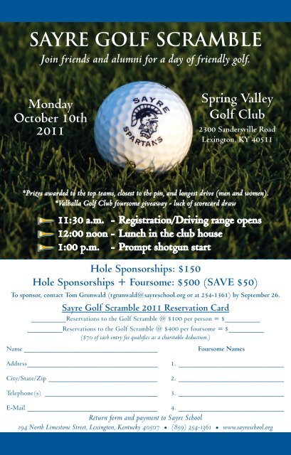 SAYRE GOLF SCRAMBLE - Sayre School