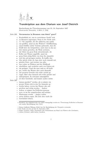 Transkription aus dem Diarium von Josef Dietrich - Klosterarchiv ...