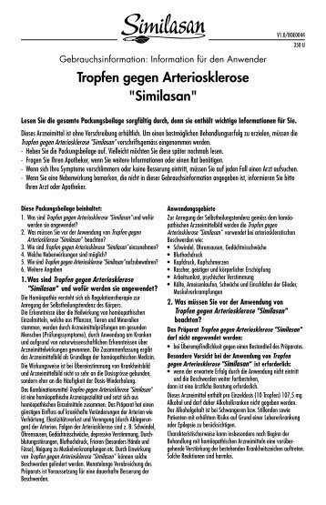 Tropfen gegen Arteriosklerose "Similasan" - Wellselling.at