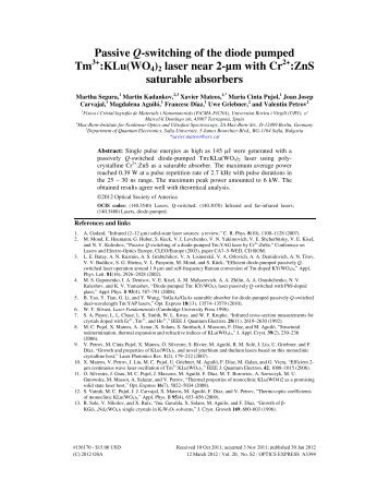 Passive Q-switching of the diode pumped Tm :KLu(WO4)2 laser ...