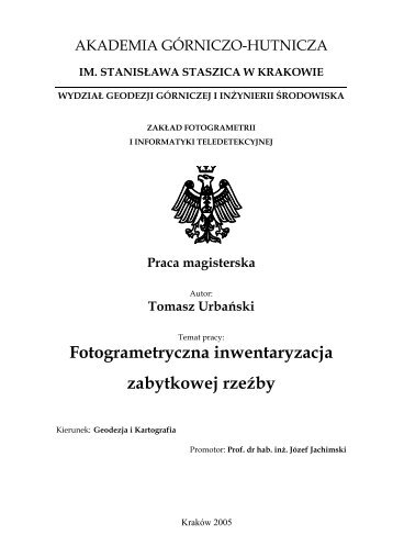 Fotogrametryczna inwentaryzacja zabytkowej rzeÅºby - AGH