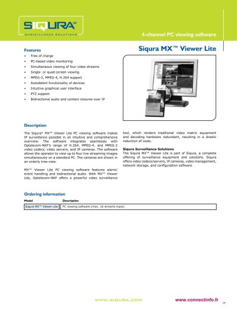 Siqura MXâ¢ Viewer Lite - Connectinfo