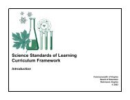 Science Standards of Learning Curriculum Framework - Virginia ...