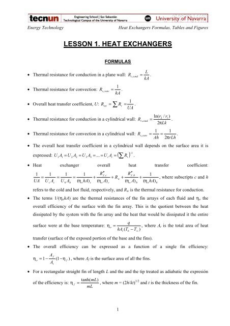 Heat Exchangers Formulas - CEIT