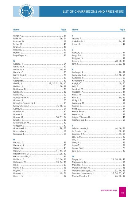 final PrograM 13th Congress of the european society for ... - ESSM