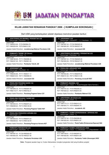 Kumpulan Sokongan - Jabatan Pendaftar