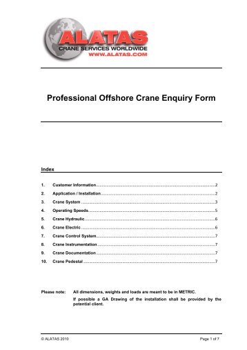 Professional Offshore Crane Enquiry Form - Alatas Crane Services ...