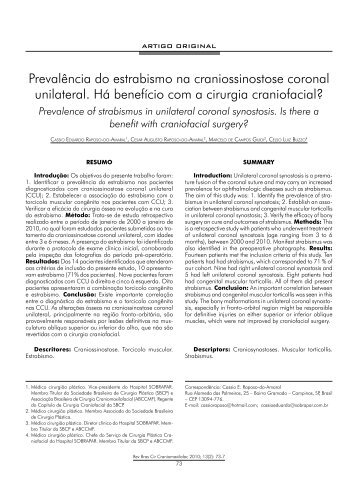 PrevalÃªncia do estrabismo na craniossinostose coronal ... - ABCCMF