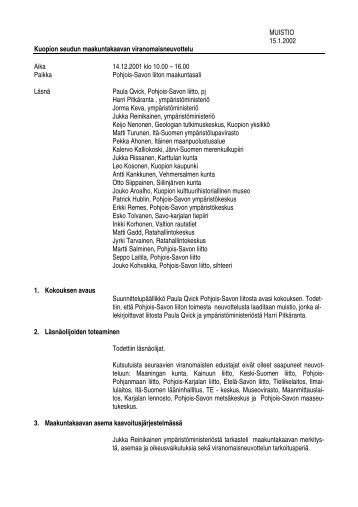 viranomaisneuvotteluissa - Pohjois-Savon liitto