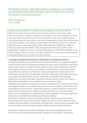 maisemainventointiiin - Pohjois-Savon liitto