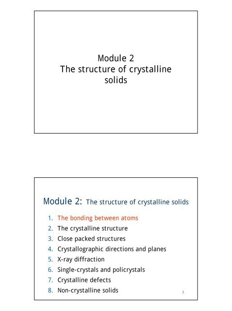 Module 2 The structure of crystalline solids