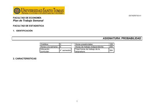 Probabilidad Facultad De Estadistica Universidad Santo Tomas