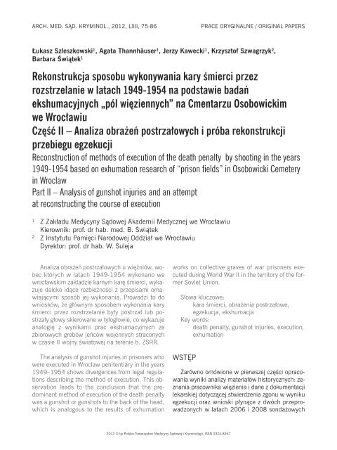 PeÅny numer do pobrania (*.pdf) - Archiwum Medycyny SÄdowej i ...