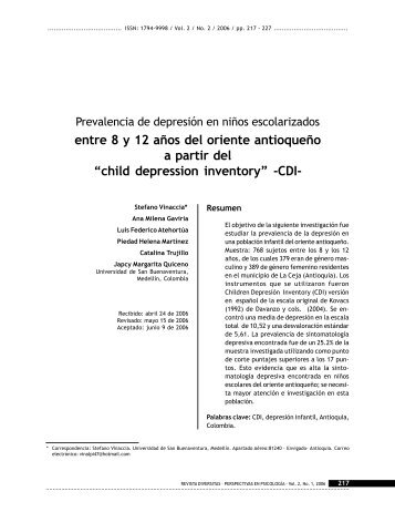 Prevalencia De Depresión En Niños Escolarizados Entre 8 Y 12 ...