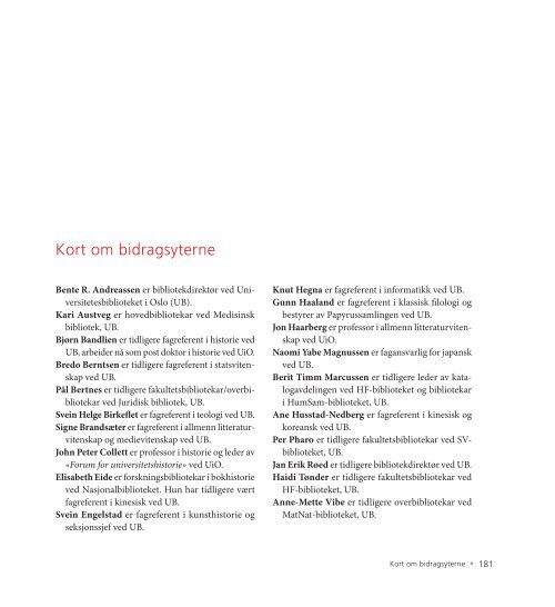 Kunnskap â Samlinger â Mennesker - Universitetsâbiblioteket